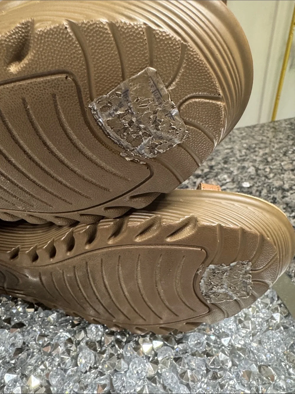 Skechers memory foam Tan Strappy Lace-Up Wedge Sandals EUC 9